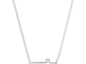 Simplex Horizontal Cross Pendant Necklace ، فضة استرليني ، أبيض