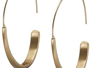 أقراط دائرية حديثة من Lucky Brand للسيدات من الذهب المصقول ، مقاس واحد