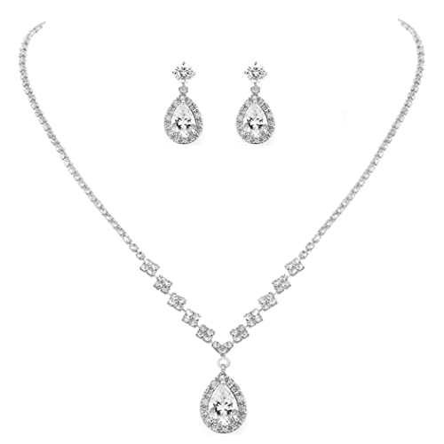 Unicra Bride Crystal Necklace Necklace Set مجموعات مجوهرات الزفاف والزفاف حجر الراين المختنق قلادة الحفلة الراقصة مجموعة مجوهرات للنساء والفتيات (مجموعة من 3 قطع - 2 حلقان وقلادة واحدة) Unicra Bride Crystal Necklace Necklace Set مجموعات مجوهرات الزفاف والزفاف حجر الراين المختنق قلادة الحفلة الراقصة مجموعة مجوهرات للنساء والفتيات (مجموعة من 3 قطع - 2 حلقان وقلادة واحدة)