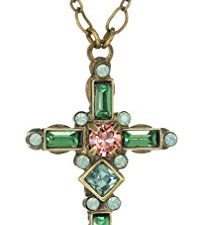 Sorrelli Delicate Cross قلادة قلادة ، لمسة نهائية ذهبية عتيقة ، كريستال