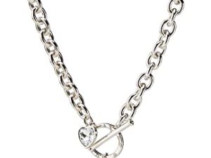 قلادة GUESS نسائية بشعار Toggle Logo Charm ، فضي ، مقاس واحد
