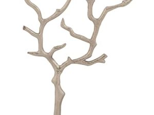 حامل مجوهرات Deco 79 Marble Tree مع قاعدة رخامية ، 9 × 3 × 13 بوصة ، فضي