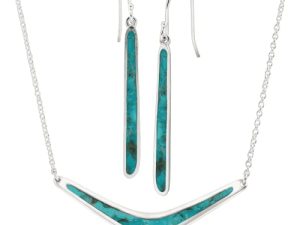 Silpada 'Boomerang necklace & Turquoise Drop Earrings' مجموعة الفيروز المضغوط من الفضة الإسترليني