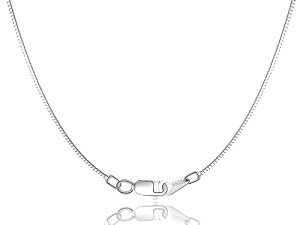سلسلة من الفضة الإسترليني عيار 925 من Jewlpire للفتيات والسيدات مقاس 0.8 مم على شكل صندوق مشبك مخلب جراد البحر - سلسلة عقد إيطالية - رفيعة وقوية للغاية - سعر وجودة مناسبين 16/18/20/22/24 بوصة