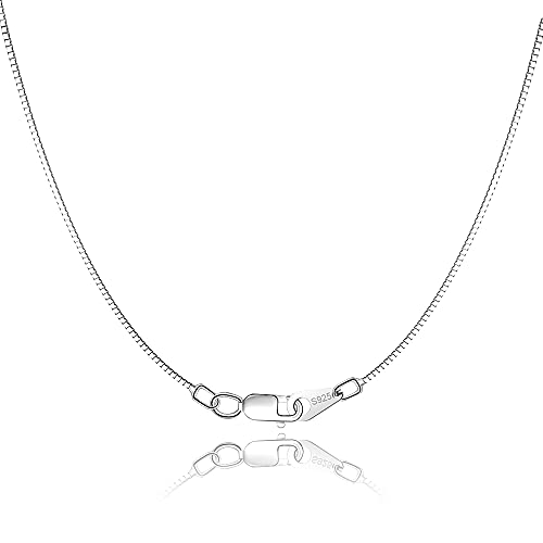 سلسلة من الفضة الإسترليني عيار 925 من Jewlpire للفتيات والسيدات مقاس 0.8 مم على شكل صندوق مشبك مخلب جراد البحر - سلسلة عقد إيطالية - رفيعة وقوية للغاية - سعر وجودة مناسبين 16/18/20/22/24 بوصة سلسلة من الفضة الإسترليني عيار 925 من Jewlpire للفتيات والسيدات مقاس 0.8 مم على شكل صندوق مشبك مخلب جراد البحر - سلسلة عقد إيطالية - رفيعة وقوية للغاية - سعر وجودة مناسبين 16/18/20/22/24 بوصة