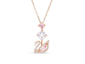 مجموعة مجوهرات SwarOVSKI Dazzling Swan ، كريستالات زرقاء ، كريستالات وردية ، بلورات شفافة