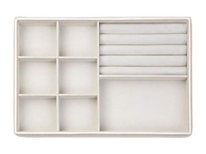 صينية منظم تخزين مجوهرات قابلة للتكديس من Richards Homewares ، 8 أقسام مع حامل حلقي ، شمبانيا
