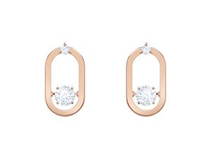 مجموعة مجوهرات Swarovski Sparkling Dance North ، لمسة نهائية باللون الذهبي الوردي ، كريستالات حمراء ، كريستالات شفافة