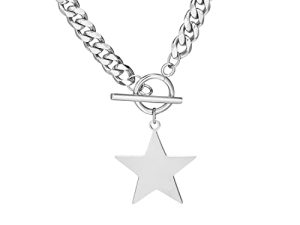 MIFYNN Silver Star Cuban Link Necklace Fashion Style Star Necklaces for Women ، Silver necklace for Women to مفاجأة الأصدقاء والأقارب ، قلادة الصداقة هي أيضًا أفضل هدية عيد ميلاد