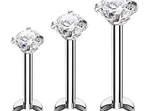 BodyJ4You 3PC Labret Tragus أقراط | 16G جراحي الفولاذ المقاوم للصدأ تشيكوسلوفاكيا كريستال تشيكوسلوفاكيا | مونرو هيليكس كارتياج كونش ميدوسا للشفاه | مجموعة مجوهرات ثقب الجسم