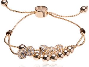 GUESS Womens خرزة مستديرة صف مزدوج وسوار فايربول المنزلق