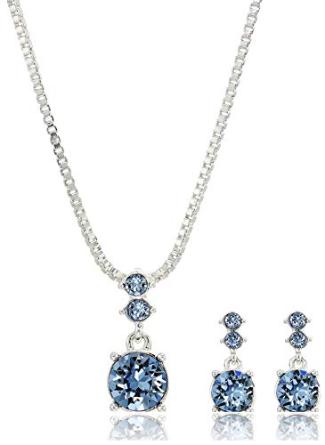 طقم عقد / أقراط مثقوبة NINE WEST للسيدات ، فضي / أزرق ، مقاس واحد طقم عقد / أقراط مثقوبة NINE WEST للسيدات ، فضي / أزرق ، مقاس واحد