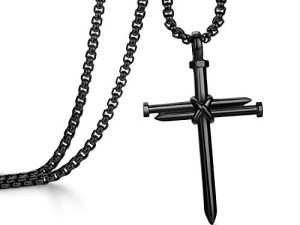 عبر قلادة للرجال عبر قلادة STRENGTH الكتاب المقدس الآية الفولاذ المقاوم للصدأ قلادة