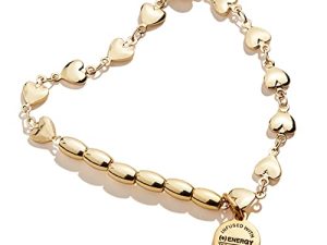 سوار مطاطي من Alex and Ani للنساء ، خرز قلب الحب ، لمسة نهائية لامعة ، يناسب أحجام المعصمين من 6 إلى 8 بوصات