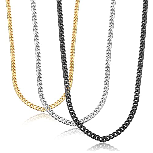 Jstyle 3 قطع 3mm Curb Cuban Link Chain للرجال سلسلة من الفولاذ المقاوم للصدأ للرجال 18K Gold / Black / Silver سلسلة قلادات للرجال مجموعة الهيب هوب مجوهرات للرجال 16/18/20/22/24/26/28 بوصة Jstyle 3 قطع 3mm Curb Cuban Link Chain للرجال سلسلة من الفولاذ المقاوم للصدأ للرجال 18K Gold / Black / Silver سلسلة قلادات للرجال مجموعة الهيب هوب مجوهرات للرجال 16/18/20/22/24/26/28 بوصة