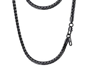 PROSTEEL عقد من الفولاذ المقاوم للصدأ على شكل صندوق مسطح أنيق ، فضي / ذهبي / أسود اللون ، خالٍ من النيكل ، مجوهرات لا تسبب الحساسية ، 14 ”-30” ، Come Gift Box
