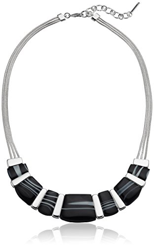 Nine West قلادة أمامية 16 بوصة وعقيق أسود فضي اللون ، موسع 16 بوصة + 2 بوصة Nine West قلادة أمامية 16 بوصة وعقيق أسود فضي اللون ، موسع 16 بوصة + 2 بوصة