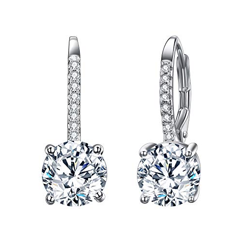 EVER FAITH 925 Silver CZ Prong Setting رائع العرسان الحفلة الراقصة Leverback أقراط استرخى EVER FAITH 925 Silver CZ Prong Setting رائع العرسان الحفلة الراقصة Leverback أقراط استرخى
