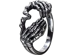 خواتم ManRiver Love Hand Sign للنساء - خواتم عصرية من السبائك على شكل قلب وإكسسوارات مجوهرات هدايا مقاس 5-10 (فضي ، 8)