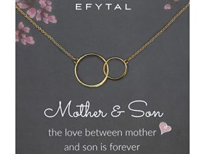 قلادة EFYTAL Mother Son ، قلادة من الفضة الإسترليني أو مطلية بالذهب على شكل دائرتين ، هدايا عيد الأم ، هدايا عيد الأم ، الكريسماس ، قلادات الأم الجديدة للنساء