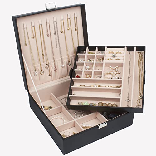 GUKA 2-Layer Leather Jewelry Box Buckle Snap & Detachable Tray Jewelry Display Storage Case Bracelet Necklace Ring Bracelet Storage Box GUKA 2-Layer Leather Jewelry Box Buckle Snap & Detachable Tray Jewelry Display Storage Case Bracelet Necklace Ring Bracelet Storage Box
