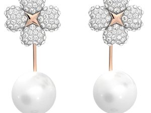 مجموعة مجوهرات Swarovski Latisha Flower Crystal ، بلون ذهبي وردي ولمسة نهائية من الروديوم