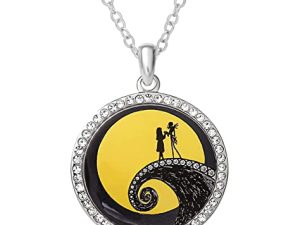 عقد نسائي من Disney The Nightmare Before Christmas مع قلادة سلسلة مقاس 18 بوصة للمجوهرات النسائية