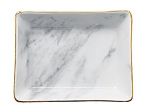 SOCOSY Marble Ceramic Ring Dish Jewelry Dish Ring Holder Jewelry Tray Organizer With Golden Edged Home Decor Wedding Gift (Marble، Medium)