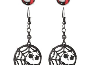 مجموعة أقراط ديزني النسائية The Nightmare Before Christmas - أقراط وأقراط متدلية من Jack Skellington - مجوهرات ديزني للنساء