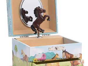 صندوق تخزين المجوهرات الموسيقية من Jewelkeeper Girl ، درج قابل للسحب ، تصميم حصان وحظيرة ، Home on the Range Tune