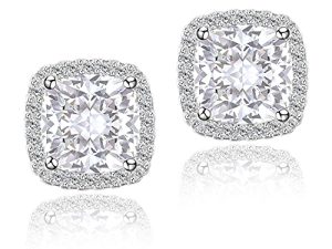 أقراط مرصعة بزركونيا مكعبة ، أقراط مرصعة من تشيكوسلوفاكيا من YOMELA ذهب أبيض 10 مللي متر مربع دائري على شكل دمعة على شكل قلب أقراط على شكل هالو لا تسبب الحساسية للنساء والفتيات