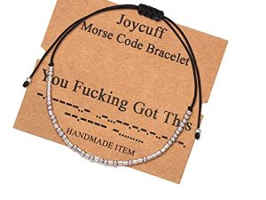 أساور تشجيع ملهمة من JoycuFF Morse Code للنساء هدايا مجوهرات مرحة للفتيات المراهقات والأخت والصداقة المفضلة والصداقة القابلة للتعديل من الحرير الأنيق والمزين بالخرز