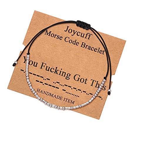 أساور تشجيع ملهمة من JoycuFF Morse Code للنساء هدايا مجوهرات مرحة للفتيات المراهقات والأخت والصداقة المفضلة والصداقة القابلة للتعديل من الحرير الأنيق والمزين بالخرز أساور تشجيع ملهمة من JoycuFF Morse Code للنساء هدايا مجوهرات مرحة للفتيات المراهقات والأخت والصداقة المفضلة والصداقة القابلة للتعديل من الحرير الأنيق والمزين بالخرز