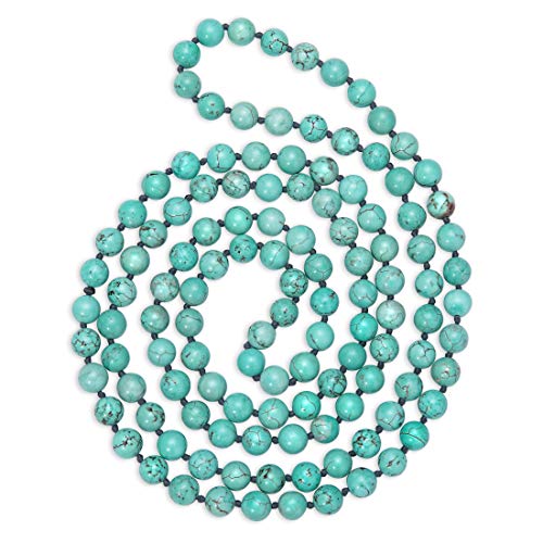 PEARLADA طويل الفيروز عين النمر الخرز القلائد التي لا نهاية لها اليدوية الأحجار الكريمة والمجوهرات للنساء الفتيات عقد من اللؤلؤ 47.5 " PEARLADA طويل الفيروز عين النمر الخرز القلائد التي لا نهاية لها اليدوية الأحجار الكريمة والمجوهرات للنساء الفتيات عقد من اللؤلؤ 47.5 "