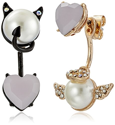 Betsey Johnson Angel & Devil Mismatch Front / Back أقراط Betsey Johnson Angel & Devil Mismatch Front / Back أقراط