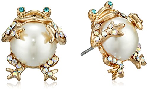 Betsey Johnson Pearl Critters أقراط ضفدع Betsey Johnson Pearl Critters أقراط ضفدع