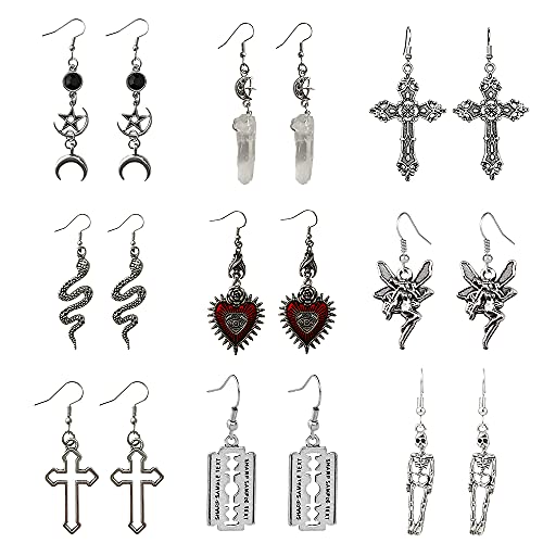 طقم أقراط عتيقة من القوطية الشرير الجنية Fairycore Coquette Jewelry Grunge Retro Silver Trendy Rock Harajuku Snake عين الشر يسمع عبر هيكل عظمي كريستال أقراط الهالوين للنساء في سن المراهقة طقم أقراط عتيقة من القوطية الشرير الجنية Fairycore Coquette Jewelry Grunge Retro Silver Trendy Rock Harajuku Snake عين الشر يسمع عبر هيكل عظمي كريستال أقراط الهالوين للنساء في سن المراهقة