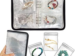LingLingo Jewelry Organizer Travel Earring Case Box شفاف مجوهرات تخزين كتاب واضح الموثق حقيبة بسحاب للقلادة سوار حامل مع الحقائب الصغيرة المضادة للتشوه