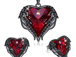 CDE Angel Wing Love Heart القلائد والأقراط فضية / لهجة ذهبية مجموعات مجوهرات عيد ميلاد / الذكرى السنوية هدايا مجوهرات عيد الميلاد للنساء أمي / زوجة / أخت / أفضل صديق