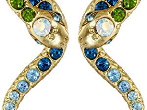 أقراط Betsey Johnson Pave Crystal Snake الأمامية والخلفية الخطية