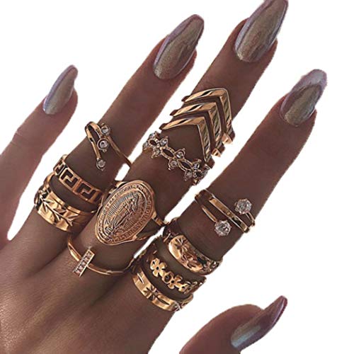 Edary Vintage Ring Set مجموعة خواتم المفصل المنحوتة من الأحجار الكريمة الكريستالية خواتم قابلة للتكديس مجموعة خواتم الاصبع الوسطى للنساء والفتيات Edary Vintage Ring Set مجموعة خواتم المفصل المنحوتة من الأحجار الكريمة الكريستالية خواتم قابلة للتكديس مجموعة خواتم الاصبع الوسطى للنساء والفتيات